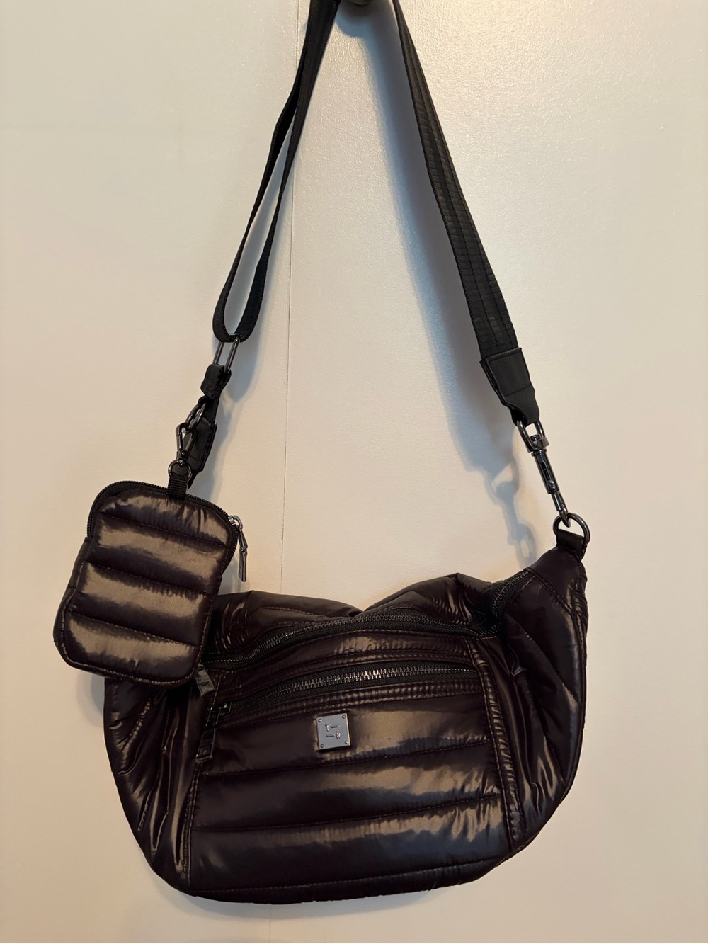 THINK ROYLN Black Quilted Crossbody Bag with Mini Pouch